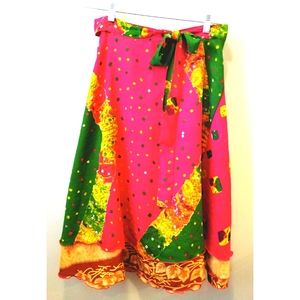 Silk reversible wrap skirt from India size 30